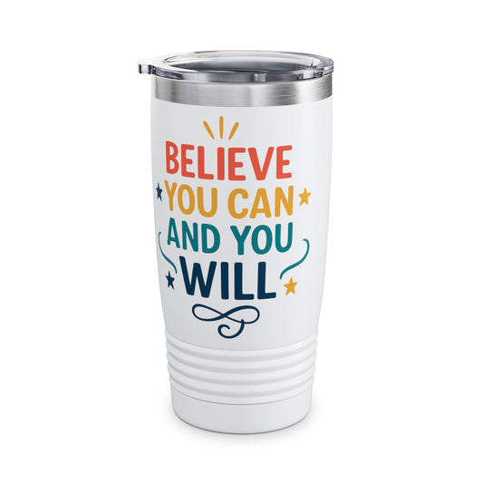 Inspirational Ringneck Tumbler - Believe You Can and You Will, Motivational Travel Mug, Great Gift for Dreamers, Perfect for On-the-Go [...]