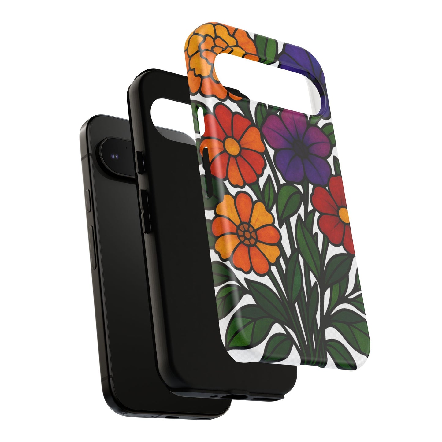 Floral Phone Case, Tough Cases with Colorful Flower Design, Gift for Flower Lovers, Summer Accessories, Trendy Phone Cover