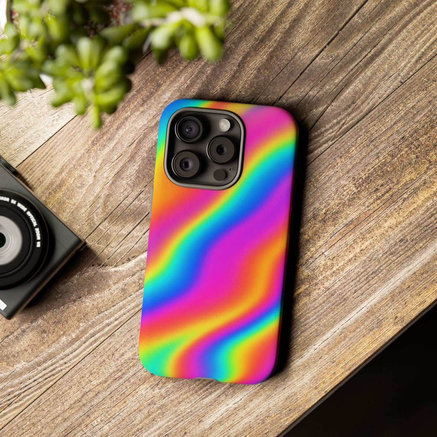 Rainbow Wavy Phone Case - Colorful Tough Cases for Stylish Protection, LGBTQ+ Pride Gift, Trendy Phone Accessory, Birthday, Holiday Present