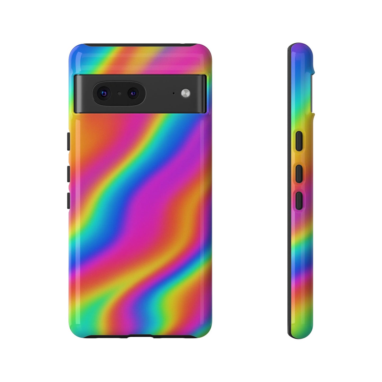 Rainbow Wavy Phone Case - Colorful Tough Cases for Stylish Protection, LGBTQ+ Pride Gift, Trendy Phone Accessory, Birthday, Holiday Present