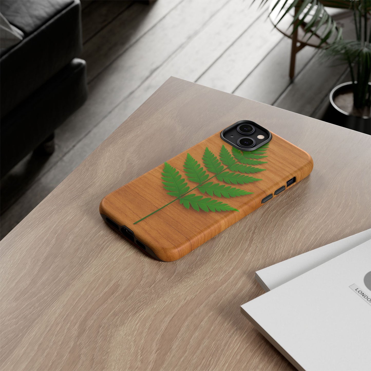 Wooden Fern Phone Case - Eco-Friendly Tough Cases for Nature Lovers, Unique Gift, Customizable Design, Nature-Themed Accessories