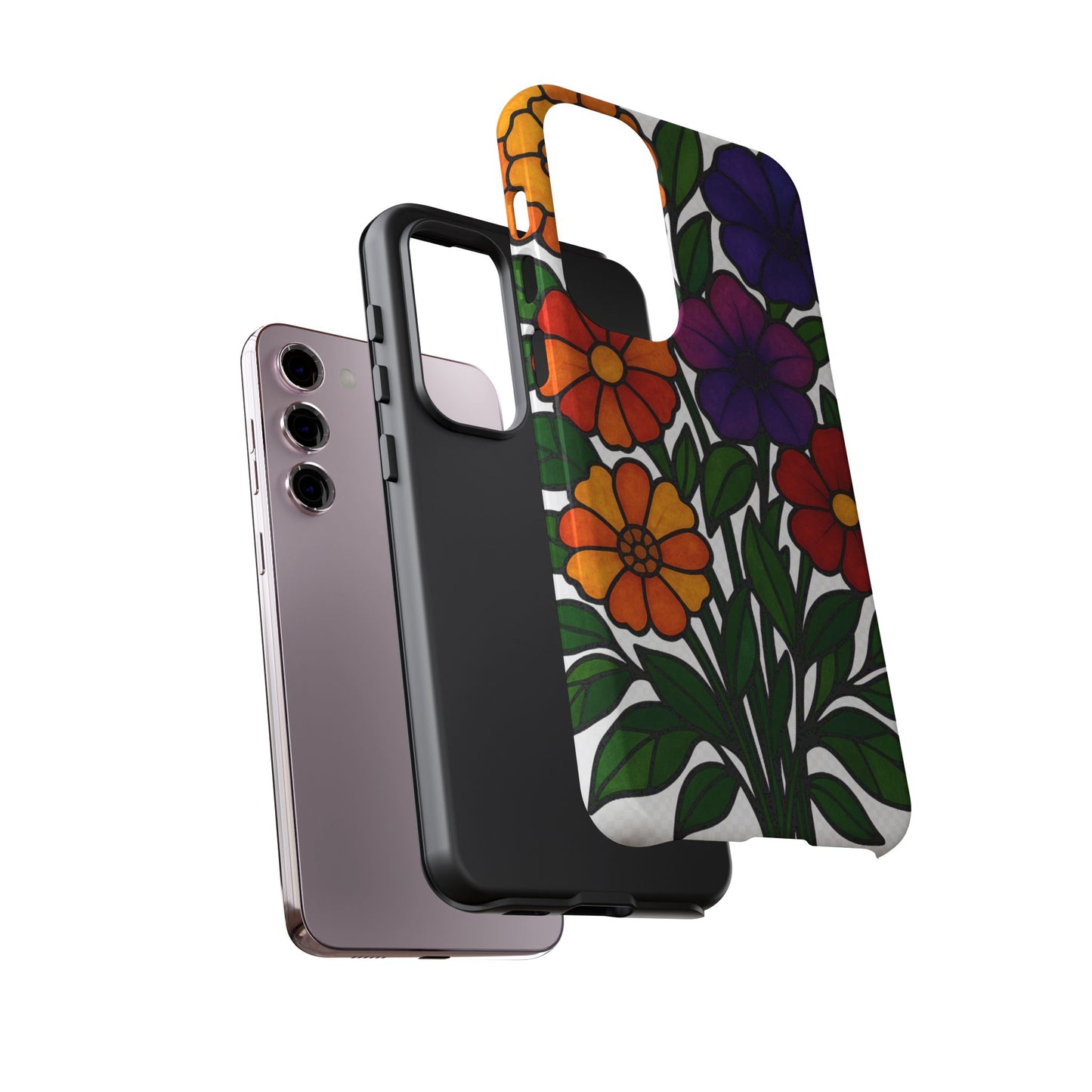 Floral Phone Case, Tough Cases with Colorful Flower Design, Gift for Flower Lovers, Summer Accessories, Trendy Phone Cover