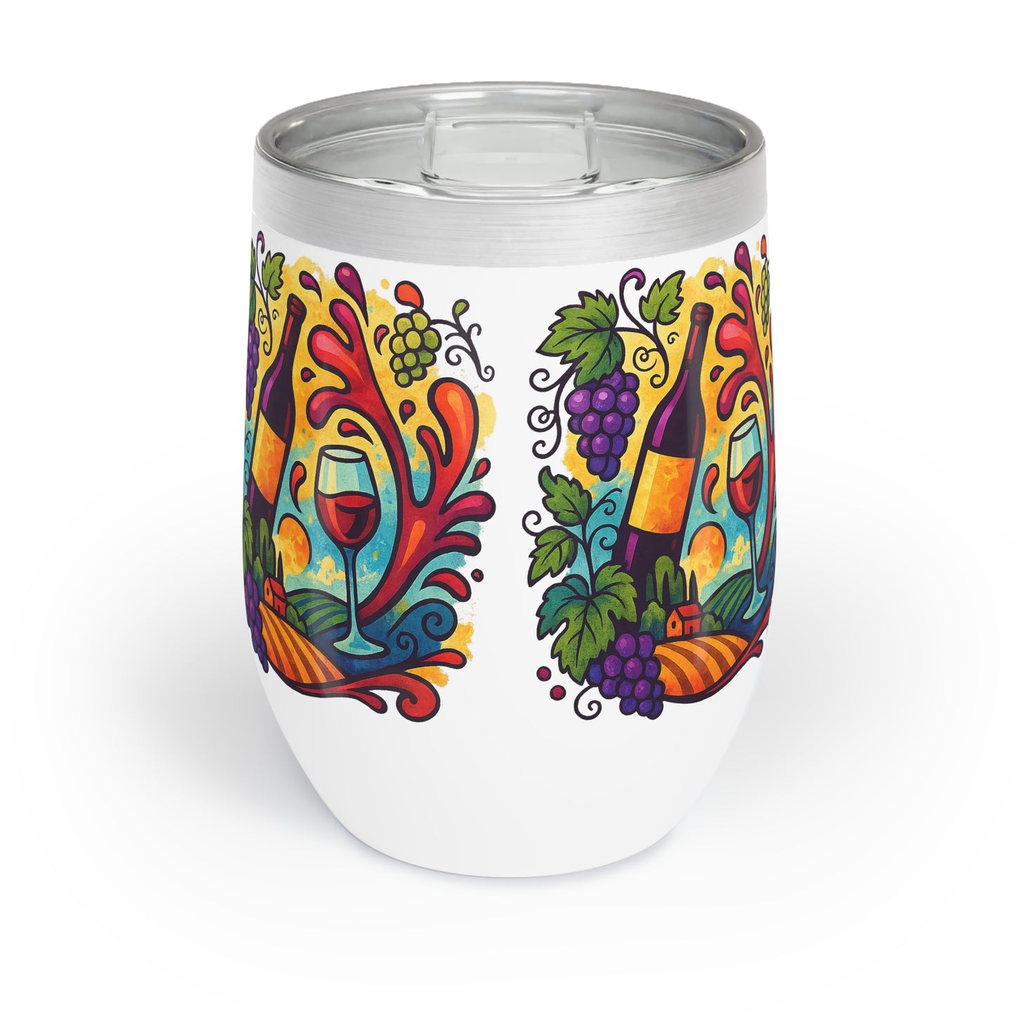 Vibrant Chill Wine Tumbler | Colorful Insulated Wine Cup for Outdoor Gatherings, Gifts, Celebrations, Picnics, and Wine Lovers