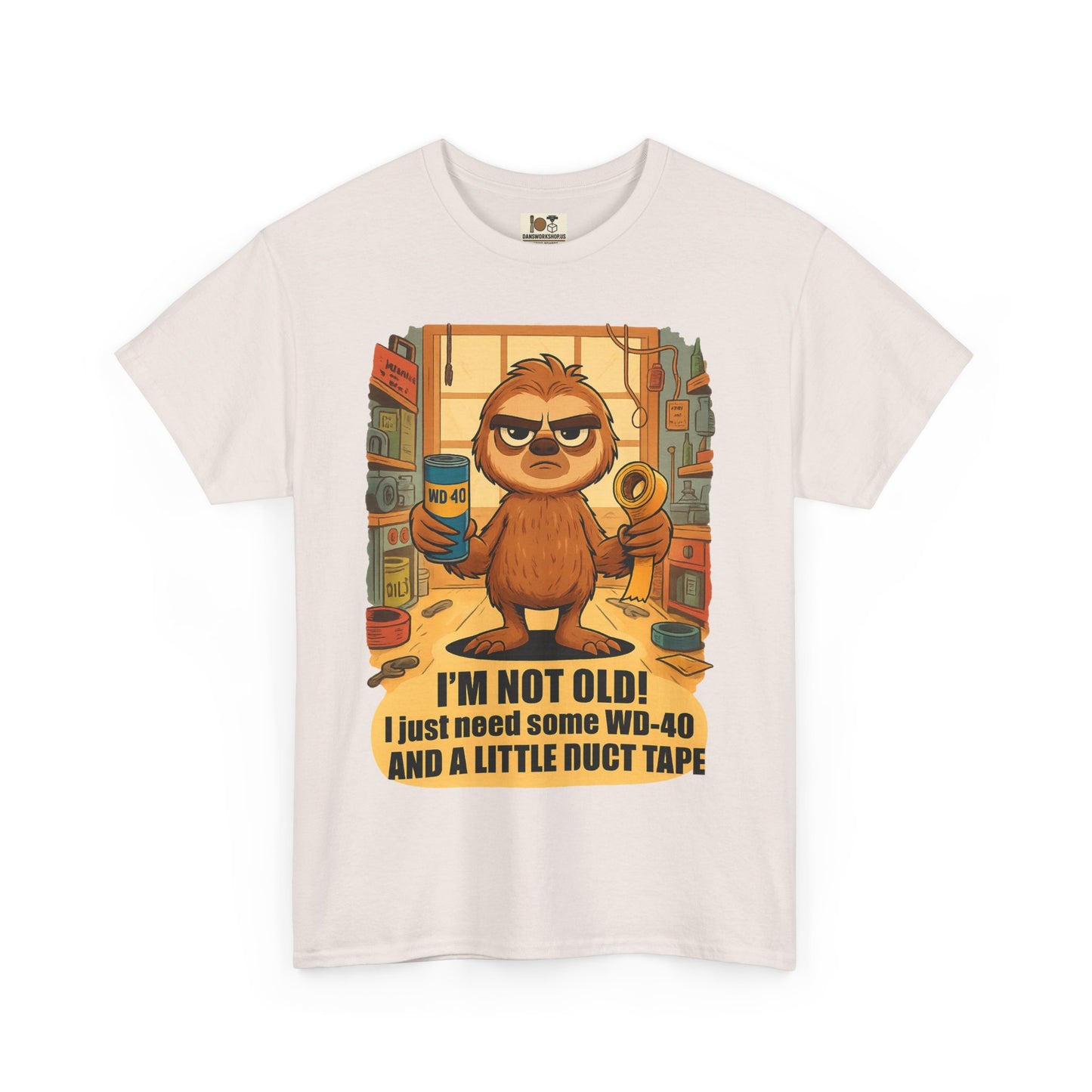 Funny Quote Tee, I'm Not Old WD-40 Sloth Shirt, Gift for Dad, Birthday Humor T-Shirt, Unisex Funny Cotton Top