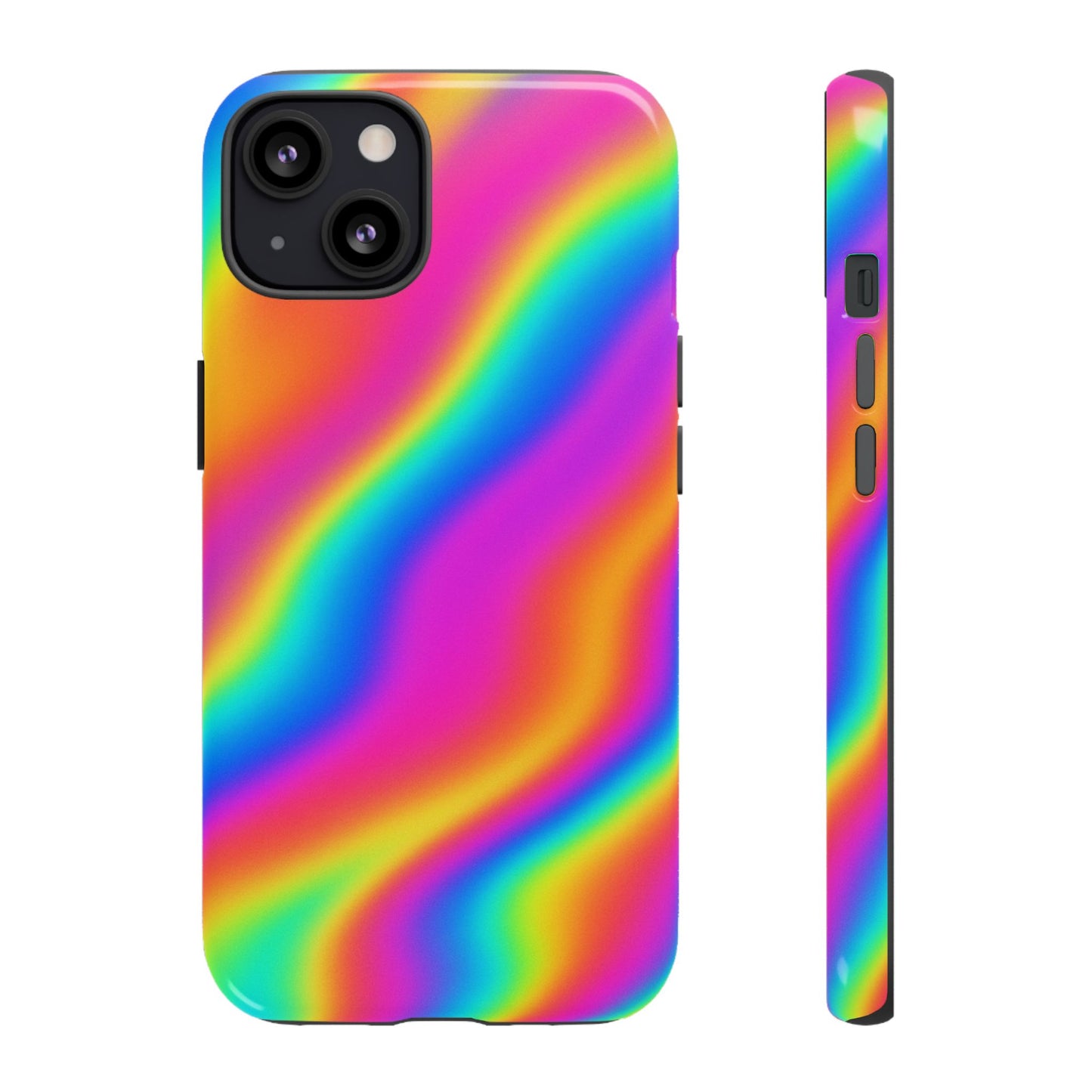 Rainbow Wavy Phone Case - Colorful Tough Cases for Stylish Protection, LGBTQ+ Pride Gift, Trendy Phone Accessory, Birthday, Holiday Present