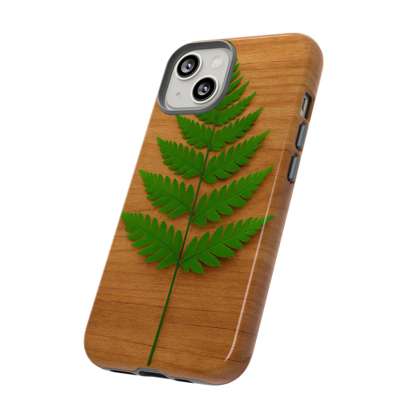 Wooden Fern Phone Case - Eco-Friendly Tough Cases for Nature Lovers, Unique Gift, Customizable Design, Nature-Themed Accessories