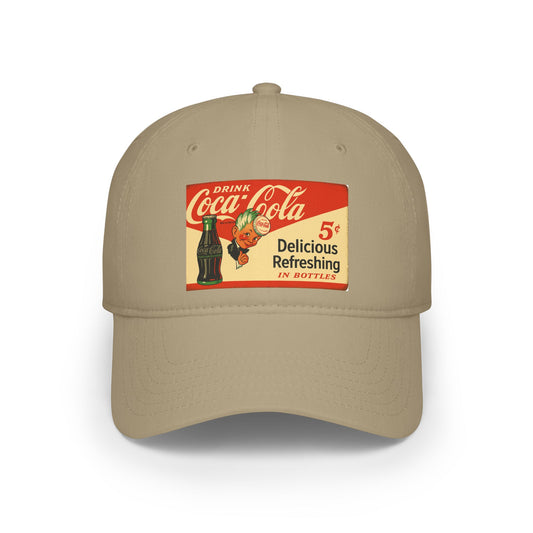 Vintage Coca-Cola Low Profile Baseball Cap, Retro Style Hat for Summer, Gift for Dad, Casual Outdoor Accessory, Fun Nostalgic Apparel