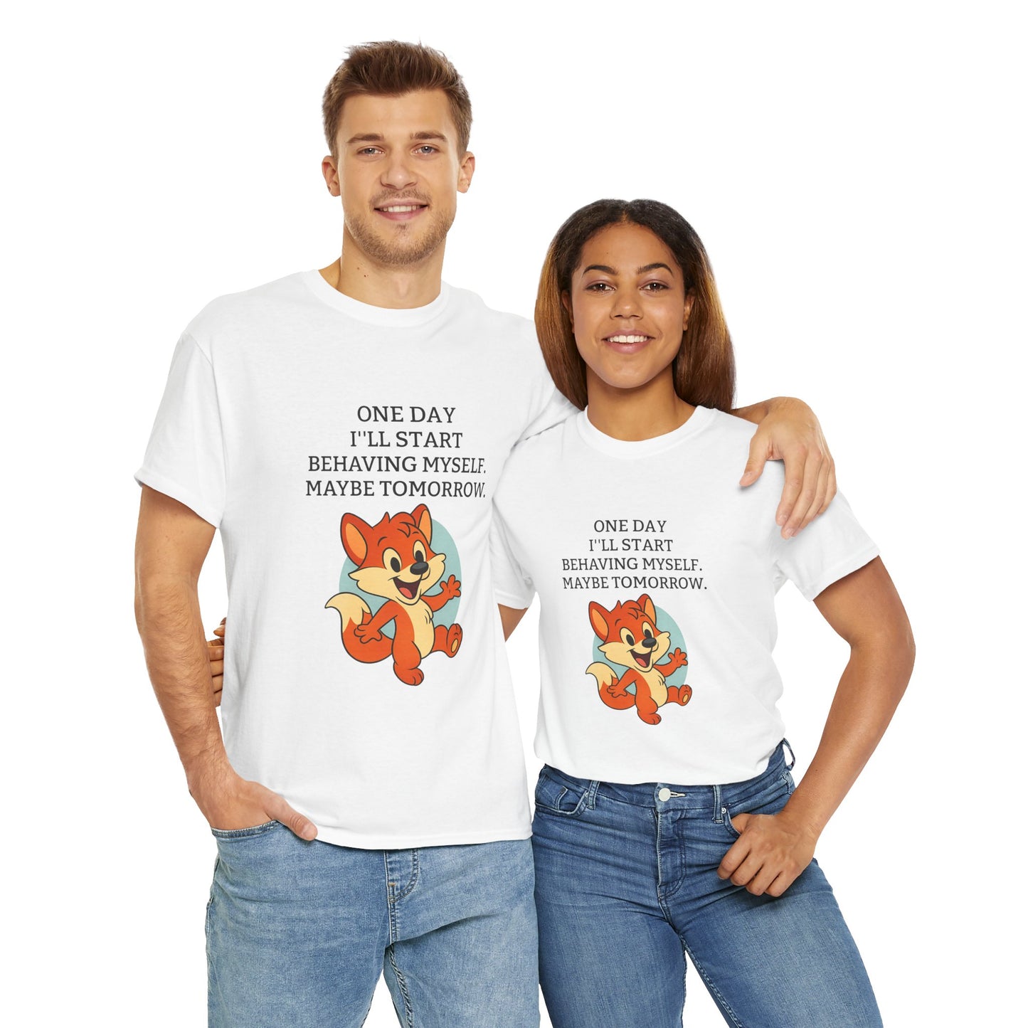 Playful Cartoon Tee - Funny Graphic T-Shirt, Unisex Heavy Cotton Shirt, Gift for Animal Lovers, Casual Wear