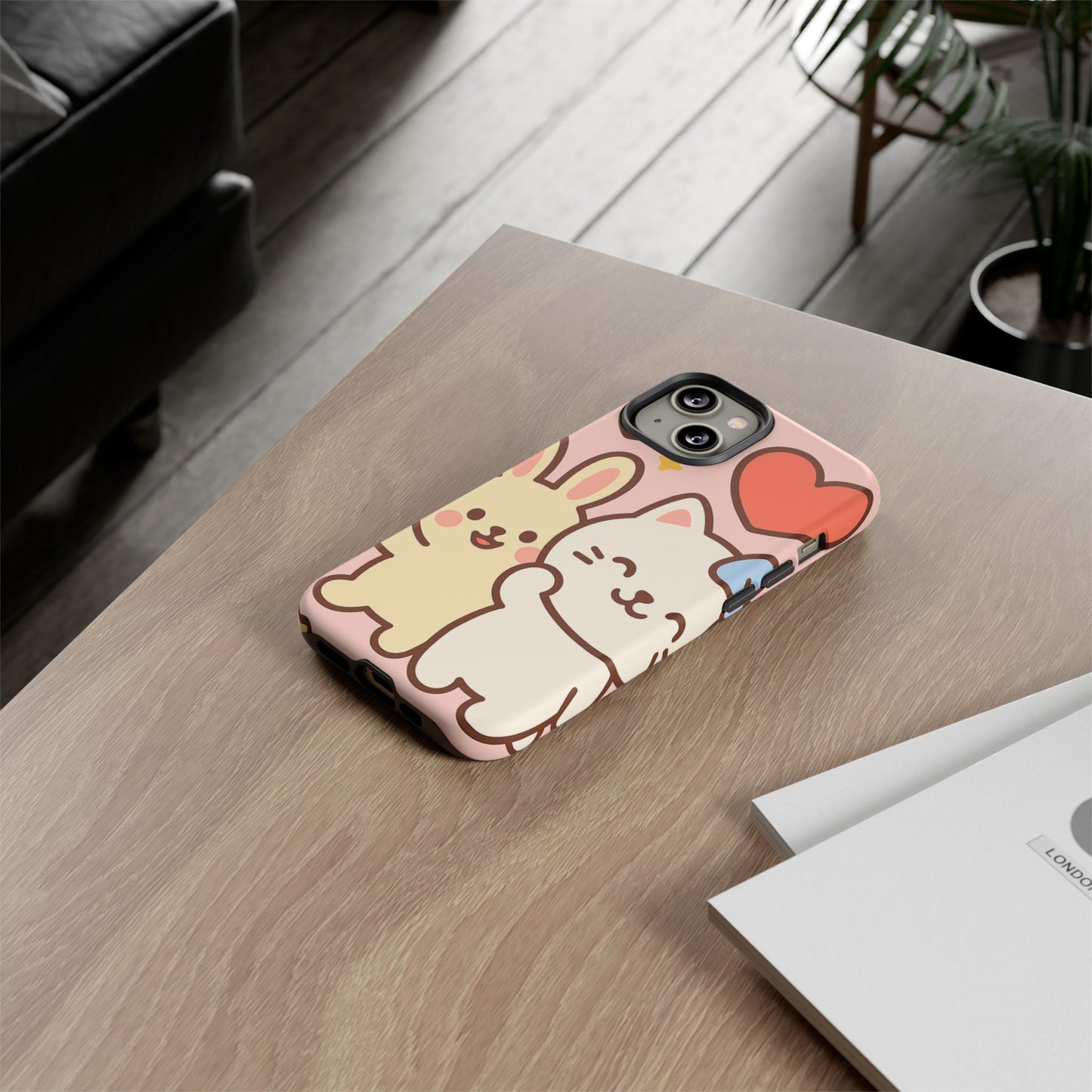 Cute Animal Phone Case -Tough Cases with Bunny and Cat Design, Kawaii Gift for Kids, Birthday, Everyday Use, Phone Accessories, teenage girl