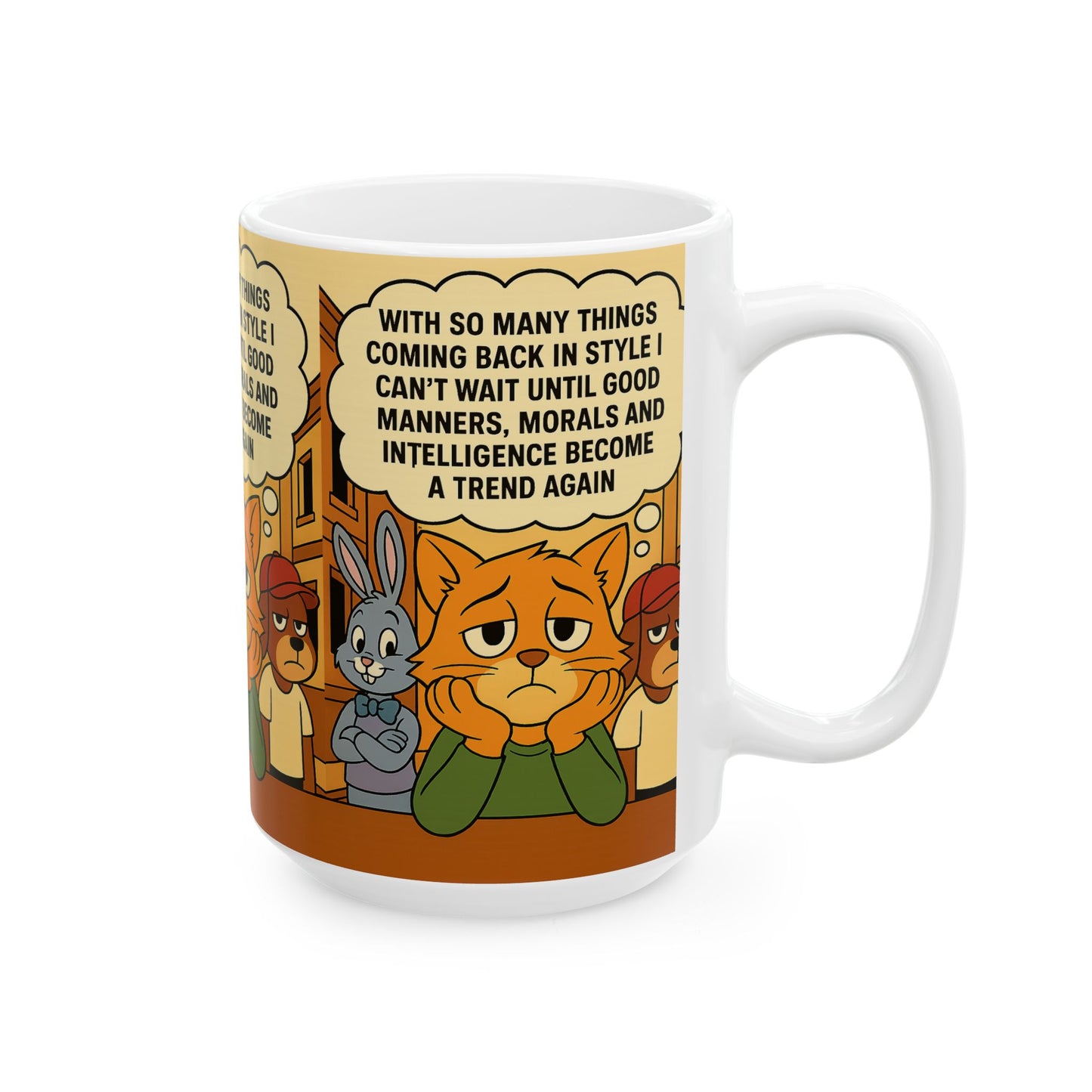 Nostalgic Ceramic Mug, Retro Coffee Cup, Animal Character Drinkware, Gift for Friends, Humor Mug for Home or Office