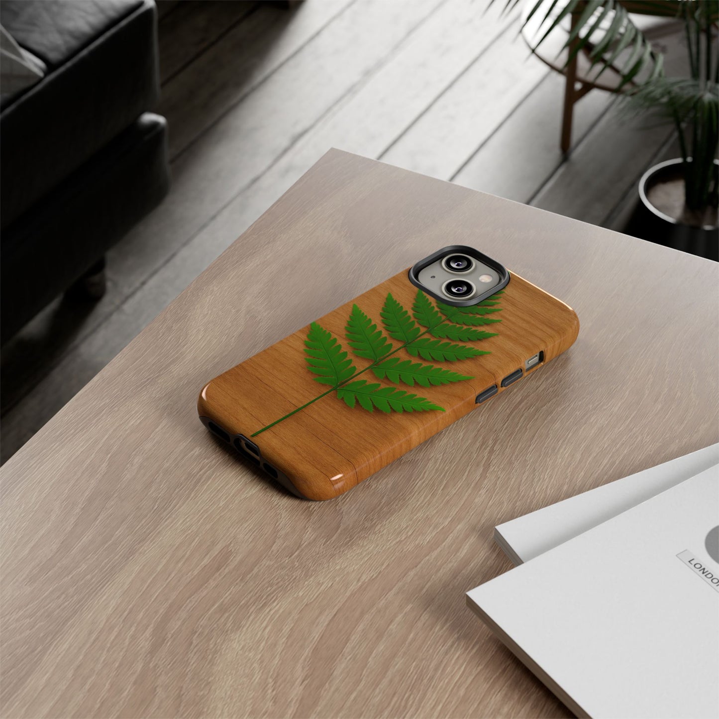 Wooden Fern Phone Case - Eco-Friendly Tough Cases for Nature Lovers, Unique Gift, Customizable Design, Nature-Themed Accessories