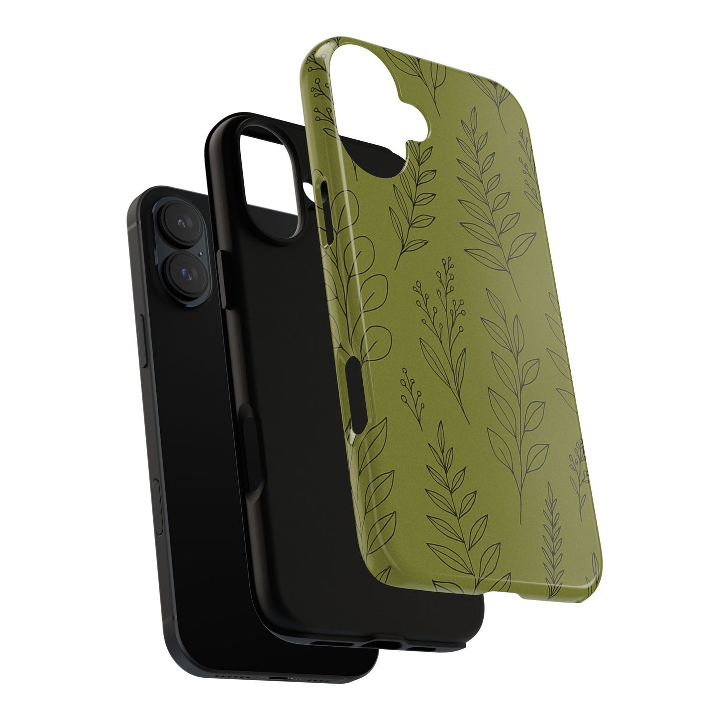 Stylish Phone Case, Botanical Design, Tough Phone Cover, Green Floral Case, Nature Inspired Gift, Eco-Friendly Accessory