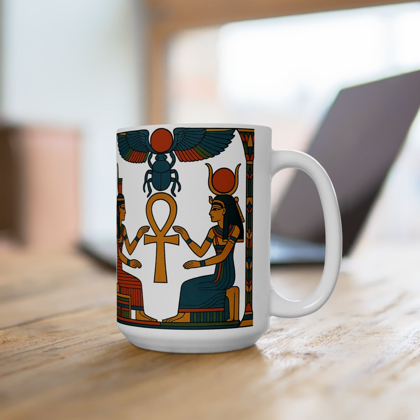 Egyptian Queen Ceramic Mug, Unique Gift for Art Lovers, Bohemian Decor, Coffee Mug, 11oz or 15oz Options