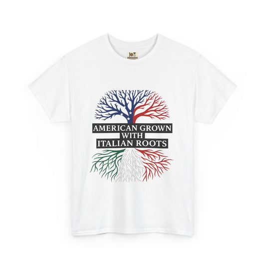 American Grown with Italian Roots Tee | Unisex Cotton Shirt, Heritage Gift, Family Reunion Apparel, Casual Wear, Patriotic Fashion