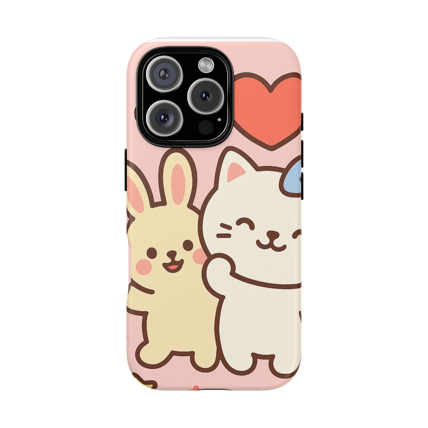 Cute Animal Phone Case -Tough Cases with Bunny and Cat Design, Kawaii Gift for Kids, Birthday, Everyday Use, Phone Accessories, teenage girl