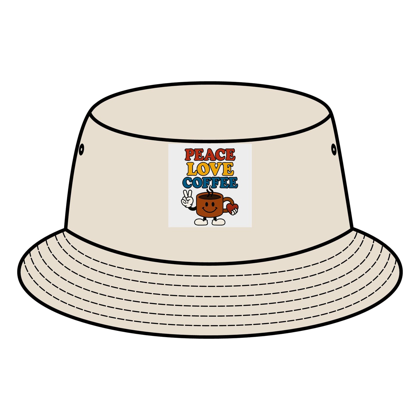 Peace Love Coffee Bucket Hat - Fun Summer Accessory, Perfect Gift for Coffee Lovers, Festival Wear, Casual Outing Gear, Stylish Sun [...]