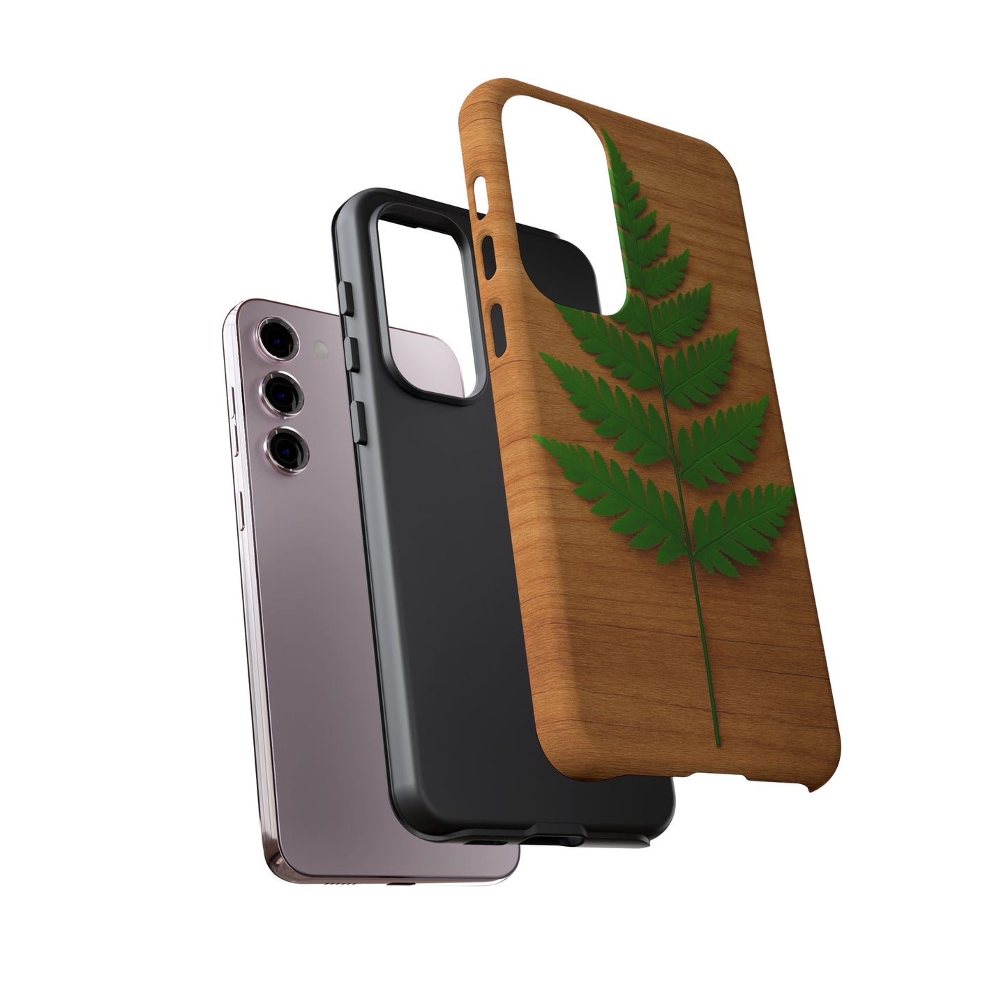 Wooden Fern Phone Case - Eco-Friendly Tough Cases for Nature Lovers, Unique Gift, Customizable Design, Nature-Themed Accessories