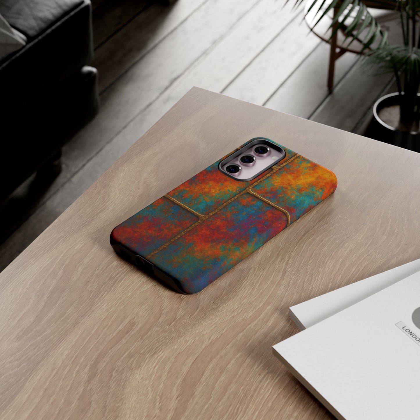 Colorful Textured Phone Case, Vibrant iPhone Cover, Tough Protective Shell, Unique Mobile Accessory, Artisan Phone Protection