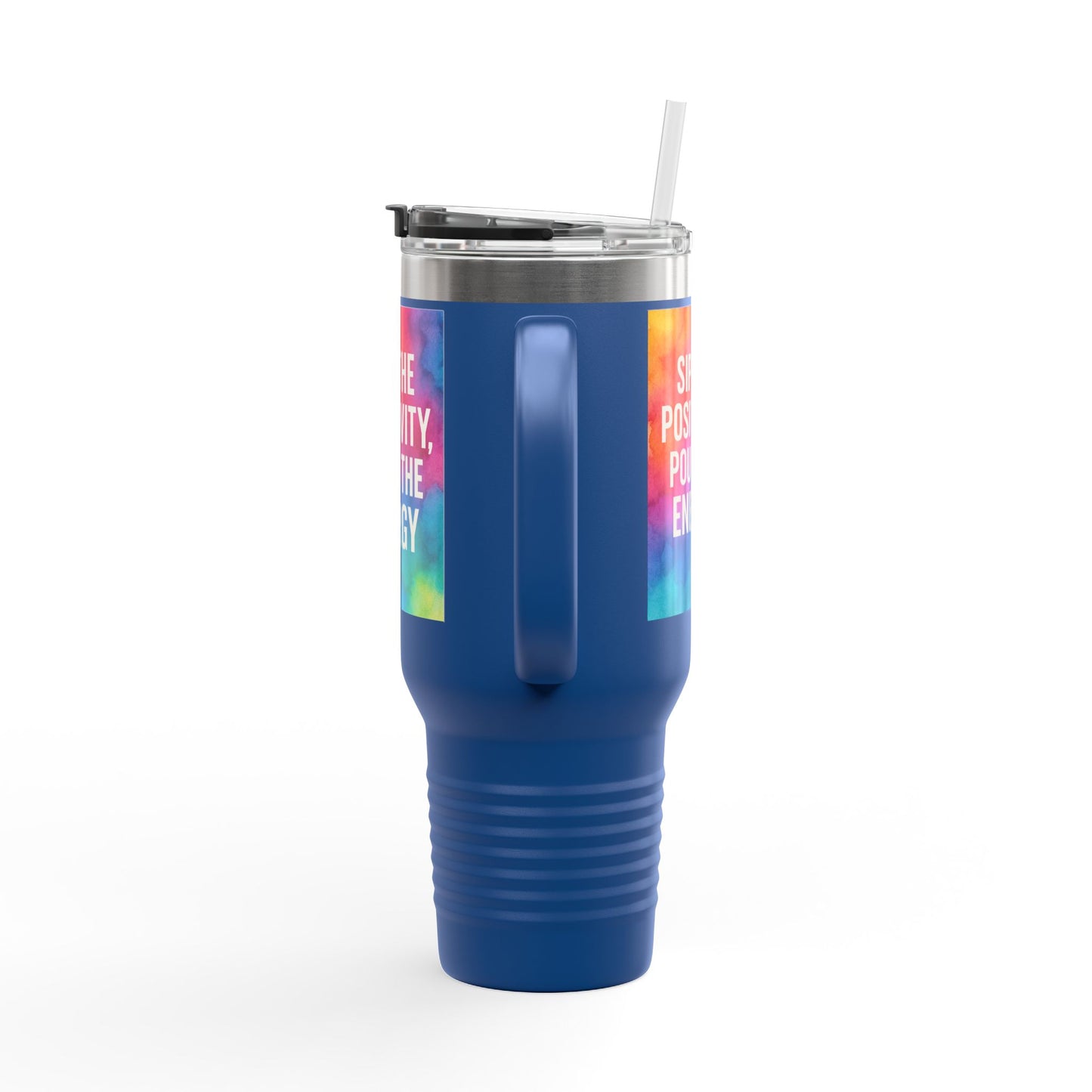 Vibrant Insulated Travel Mug | Sip the Positivity Mug, Hot Beverage Cup, Custom Drink Container, Colorful Tumblers, Travel Coffee Cup