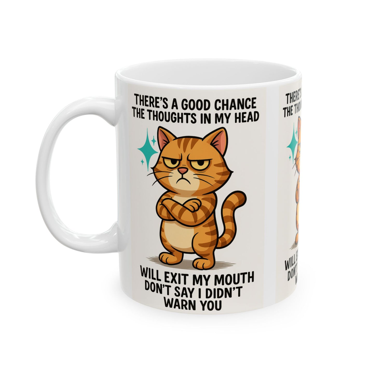 Sassy Cat Ceramic Mug: Quirky Gift for Cat Lovers, Funny Coffee Cup, Unique Birthday Present, Perfect for Pet Owners