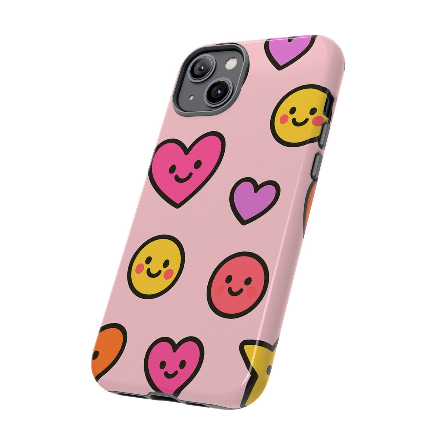 Cute Phone Case with Smiley Faces and Hearts, Fun Gift for Kids and Teens, Cellphone Protector, Birthday Present, Cute Accessories
