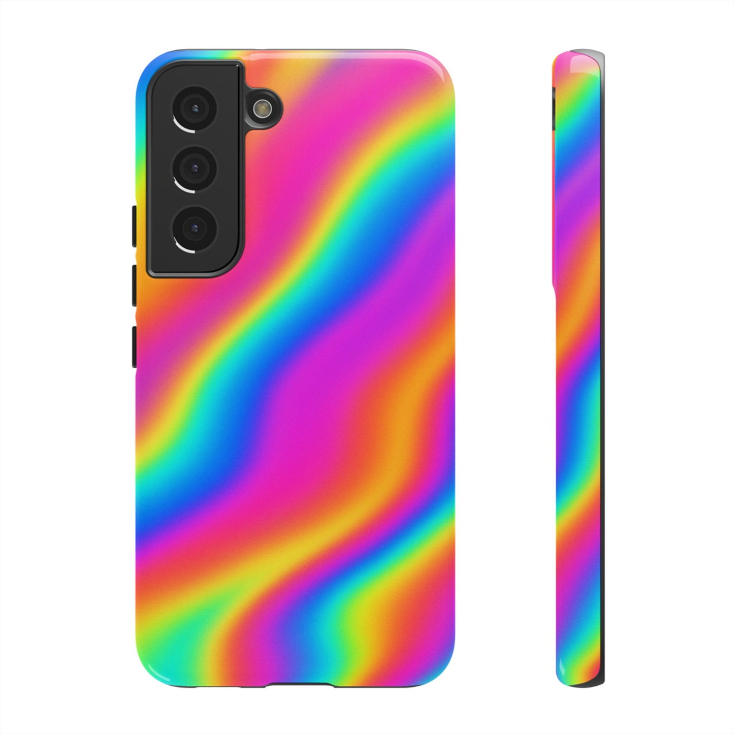 Rainbow Wavy Phone Case - Colorful Tough Cases for Stylish Protection, LGBTQ+ Pride Gift, Trendy Phone Accessory, Birthday, Holiday Present
