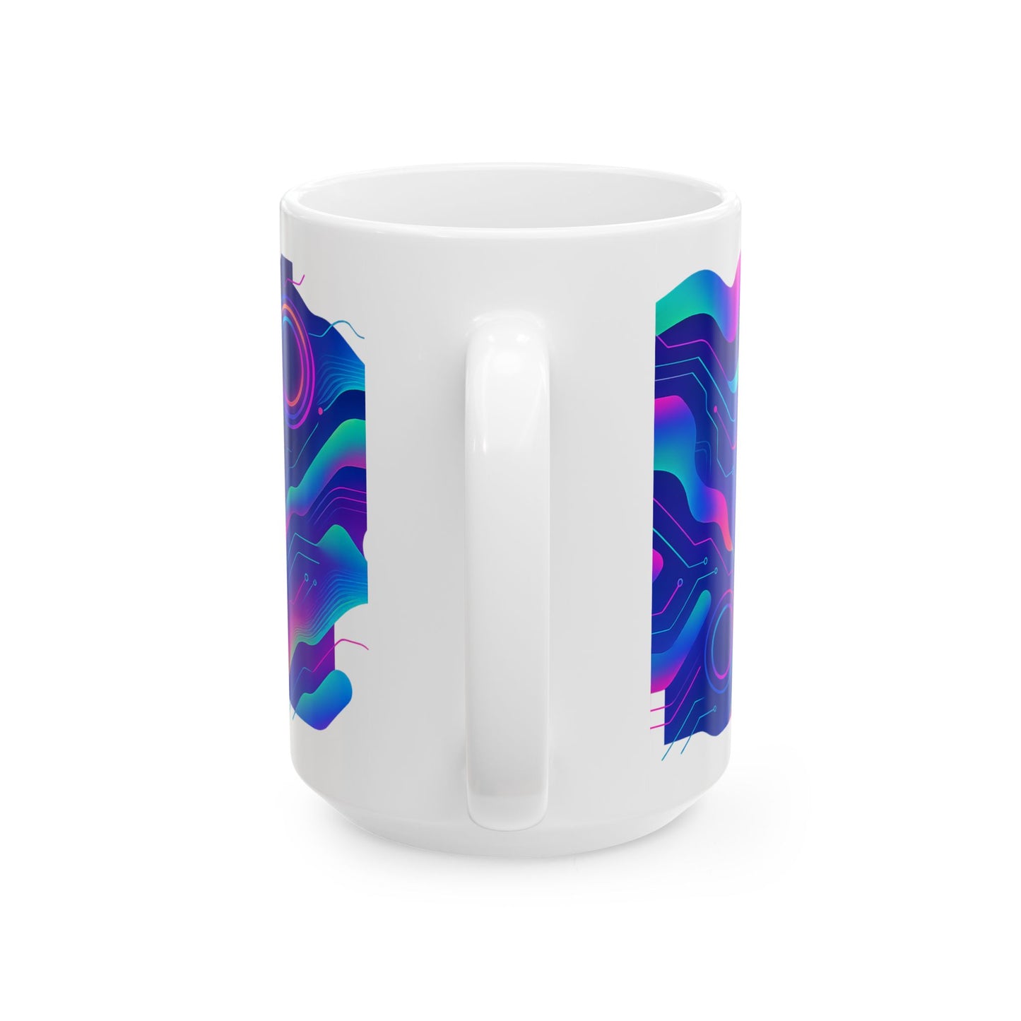 Colorful Circuit Pattern Ceramic Mug | Tech Gift, Coffee Cup, Unique Mug, Geeky Kitchenware, Home Decor