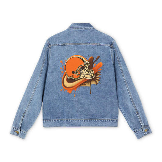 Stylish Men's Denim Jacket with Retro Helmet Design, Casual Wear, Sports Fashion, Trendy Outerwear, Perfect Gift