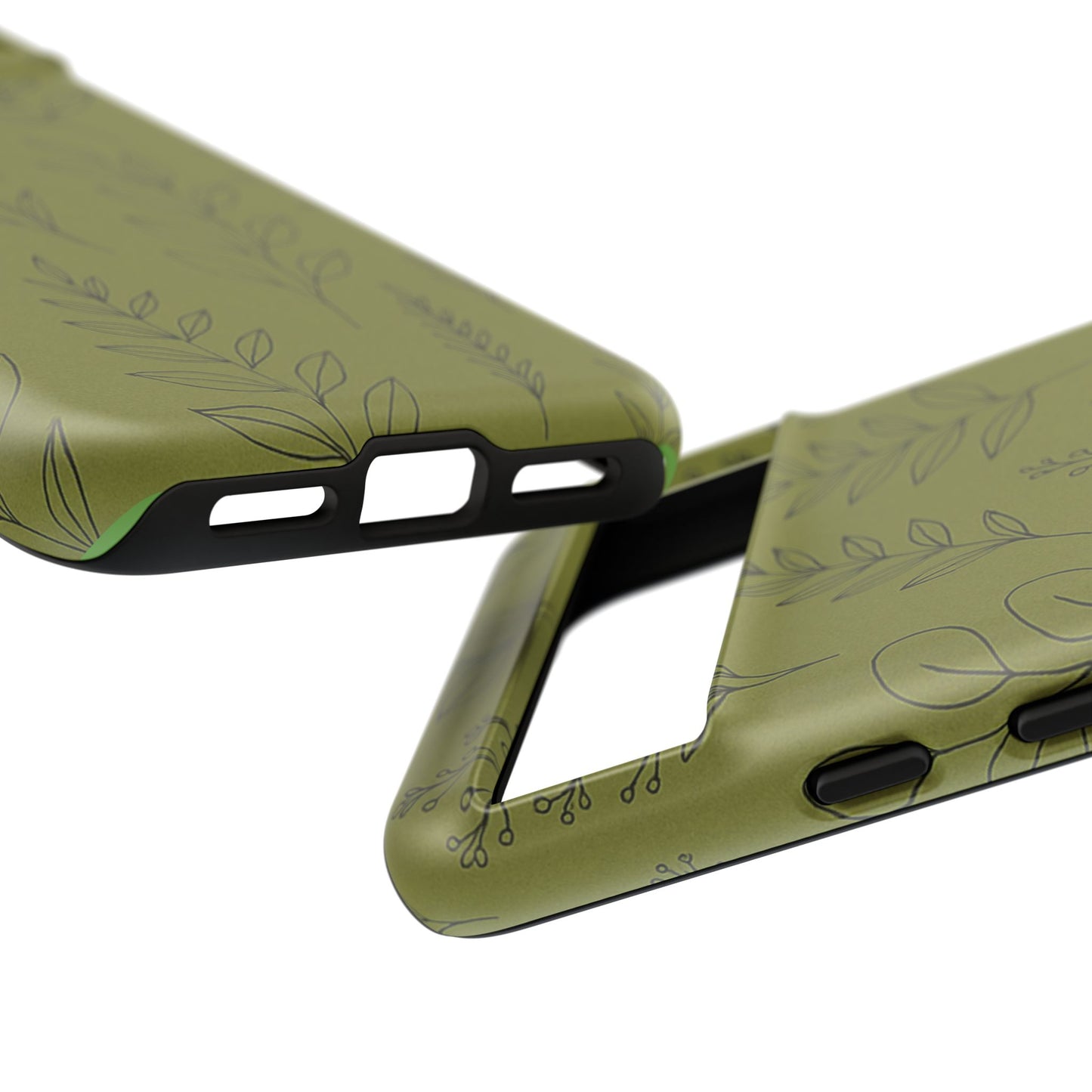 Stylish Phone Case, Botanical Design, Tough Phone Cover, Green Floral Case, Nature Inspired Gift, Eco-Friendly Accessory