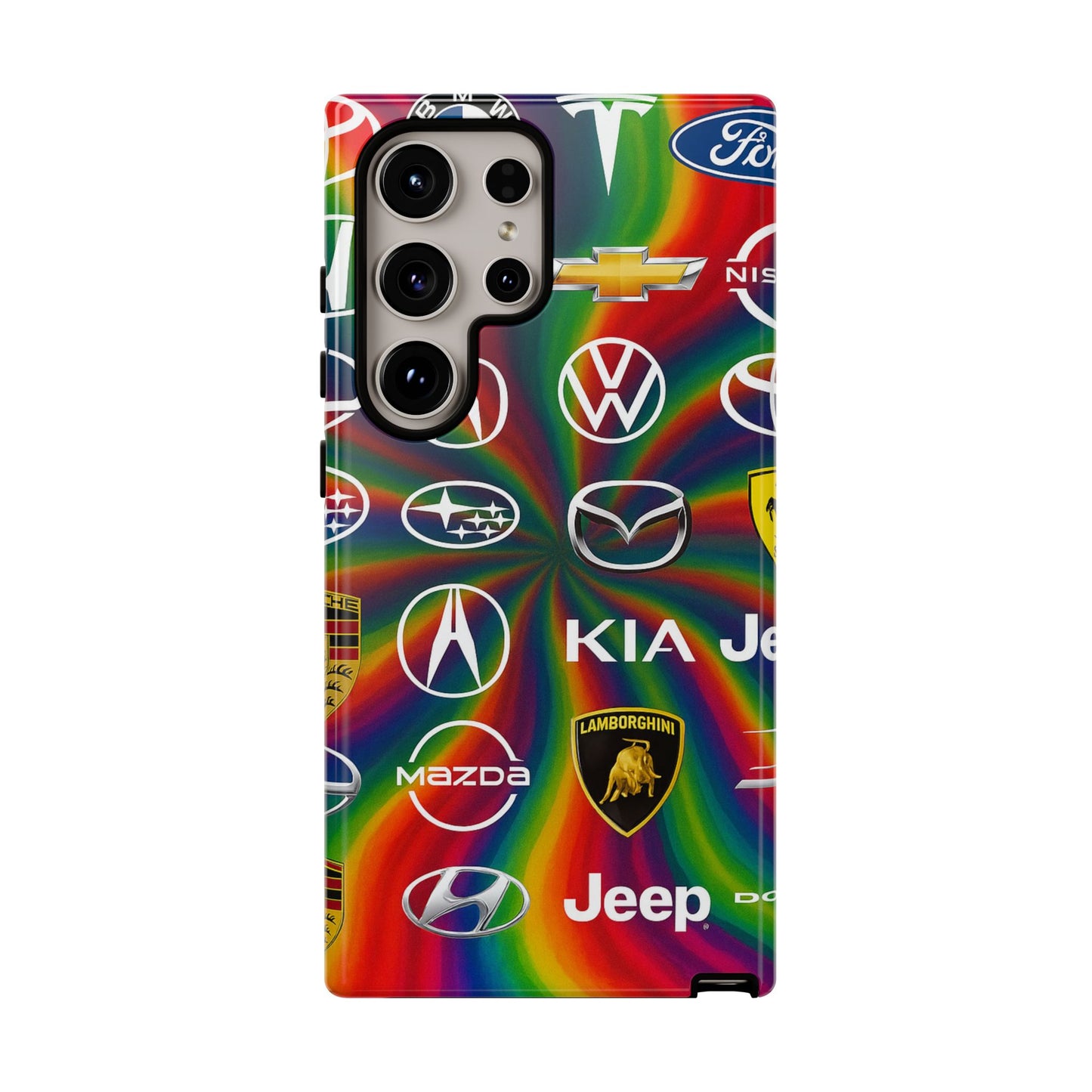 Colorful Car Logos Phone Case - Vibrant Tough Cases for Auto Enthusiasts, Unique Gift for Birthdays, Car Events, and Holidays