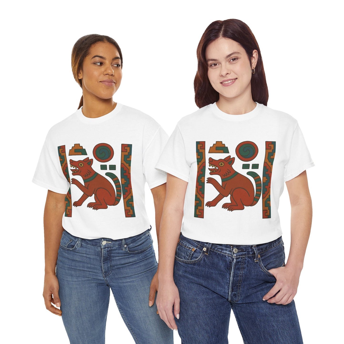 Aztec-Inspired Unisex Heavy Cotton Tee, Unique Graphic Shirt, Casual Wear, Gift for Art Lovers, Bohemian Style T-Shirt, aztec