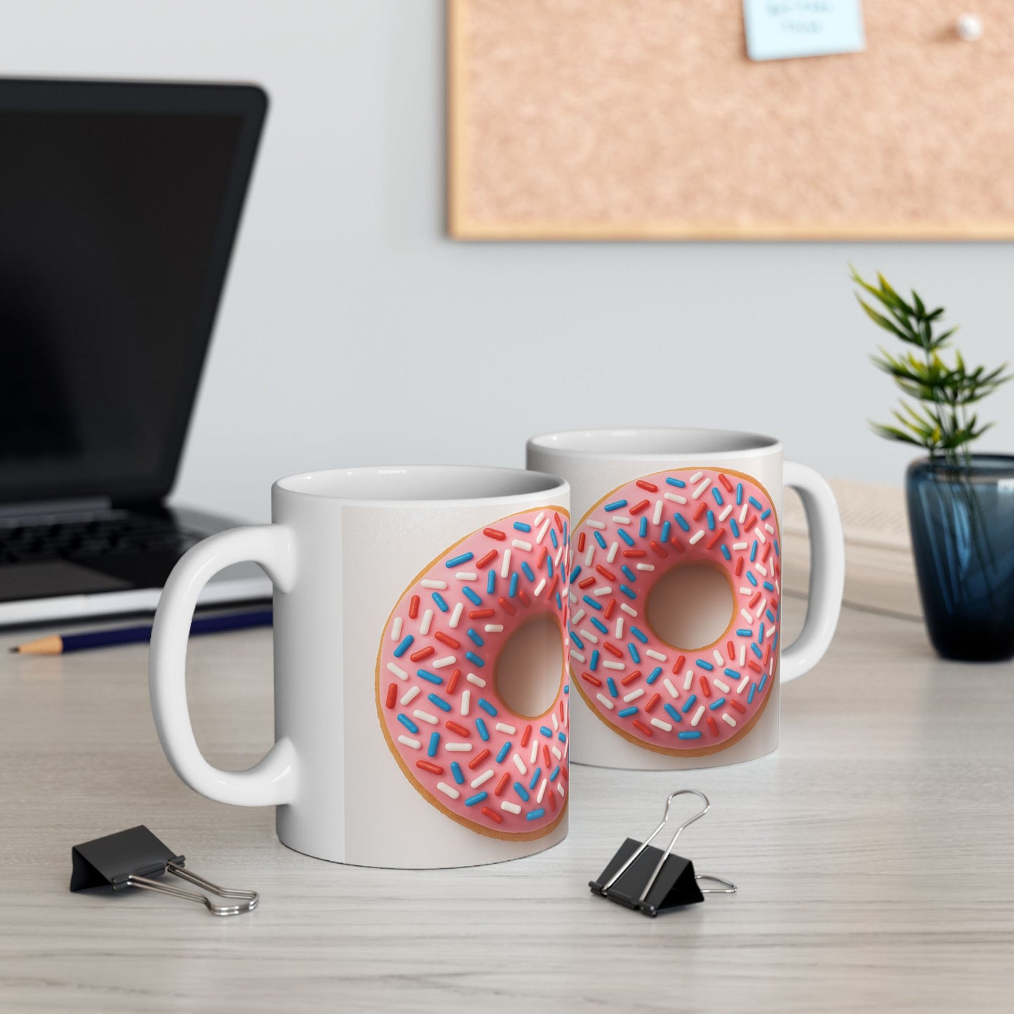 Donut Design Ceramic Mug | Fun Coffee Mug for Foodies, Birthday Gift, Kitchen Decor, Donut Lover's Mug, Sweet Treat Drinkware