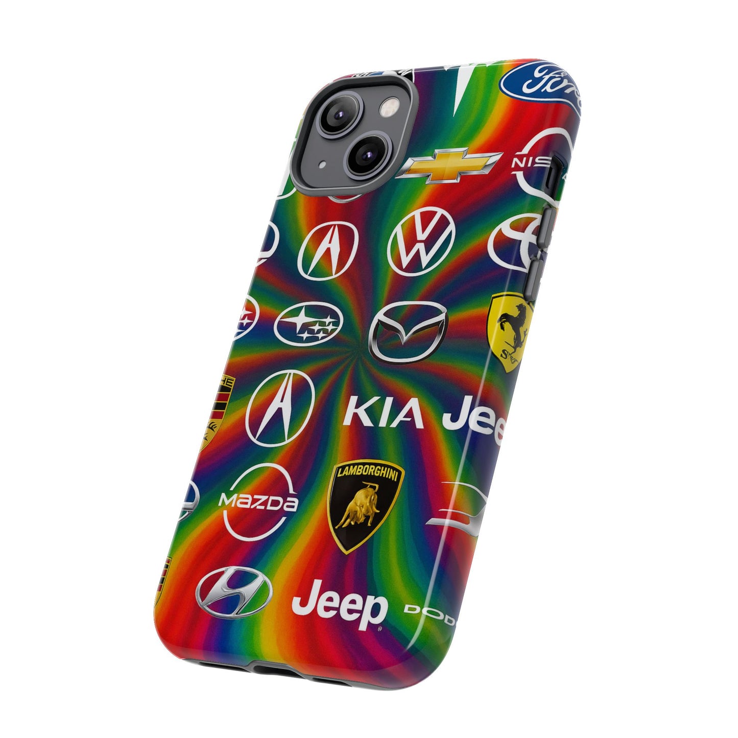 Colorful Car Logos Phone Case - Vibrant Tough Cases for Auto Enthusiasts, Unique Gift for Birthdays, Car Events, and Holidays