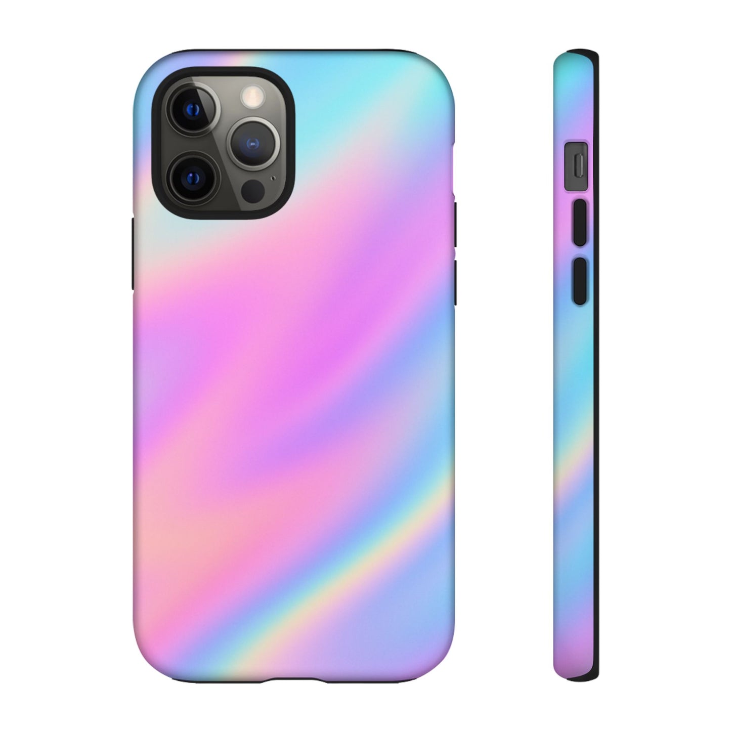 Colorful Holographic Phone Case, Tough Cases for iPhone, Trendy Phone Cover, Unique Gift for Her, Pastel Phone Accessory
