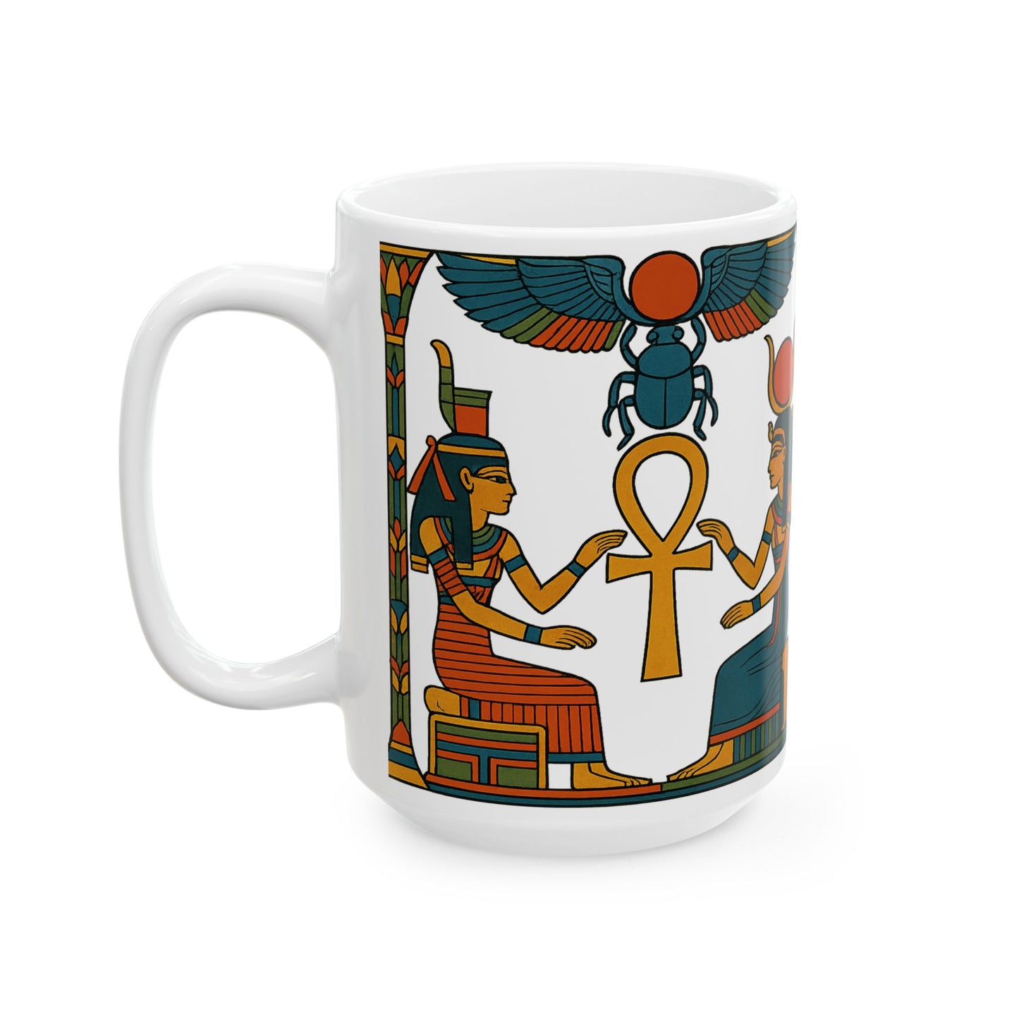 Egyptian Queen Ceramic Mug, Unique Gift for Art Lovers, Bohemian Decor, Coffee Mug, 11oz or 15oz Options