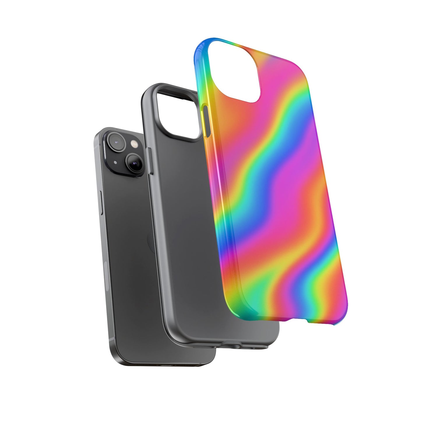 Rainbow Wavy Phone Case - Colorful Tough Cases for Stylish Protection, LGBTQ+ Pride Gift, Trendy Phone Accessory, Birthday, Holiday Present