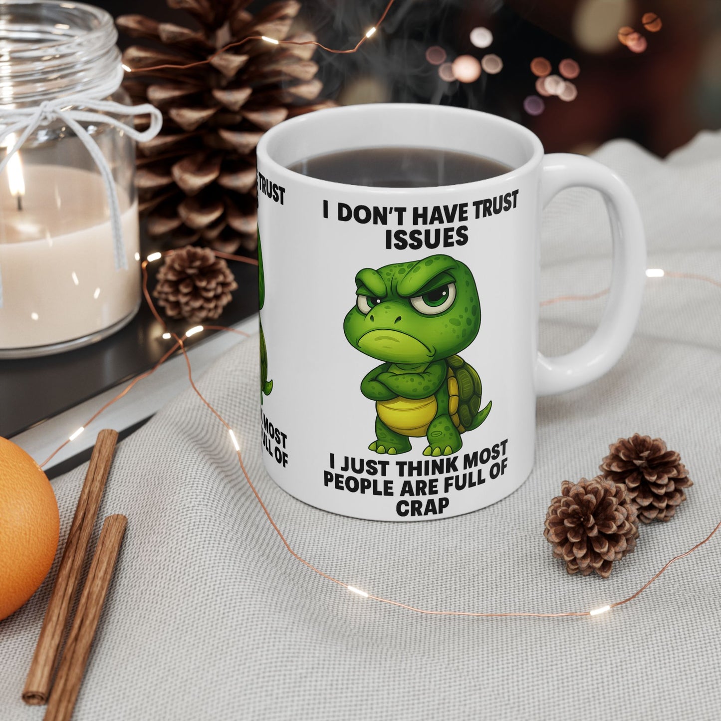Funny Trust Issues Ceramic Mug, Quirky Coffee Cup for Humor Lovers, Gift for Friends, Office Mug, 11oz/15oz Options