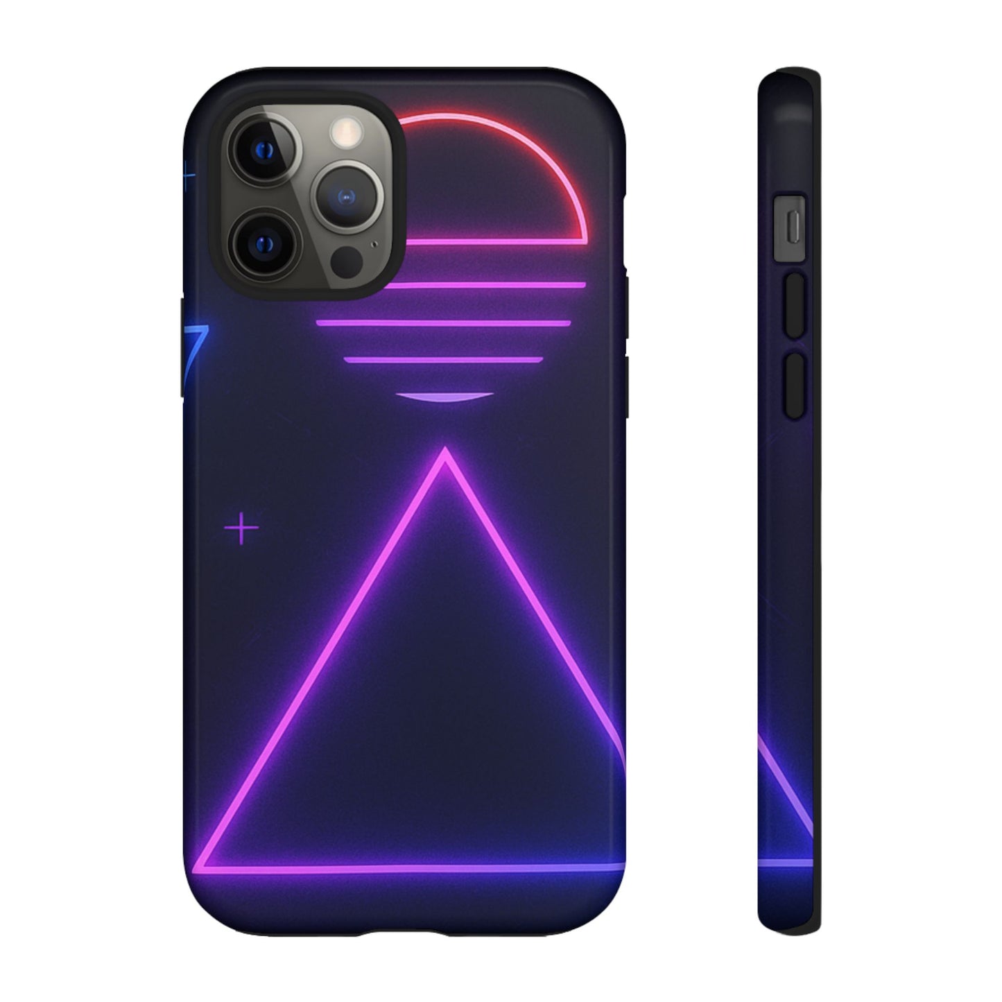 Retro Neon Phone Case, Tough Cases for iPhone, 80s Aesthetic Phone Cover, Abstract Neon Design, Gift for Tech Lovers