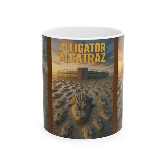 Alligator Alcatraz Ceramic Mug | Unique Gift for Nature Lovers, Home Decor, Coffee Tea Mug, Wildlife Enthusiast, Animal Lover