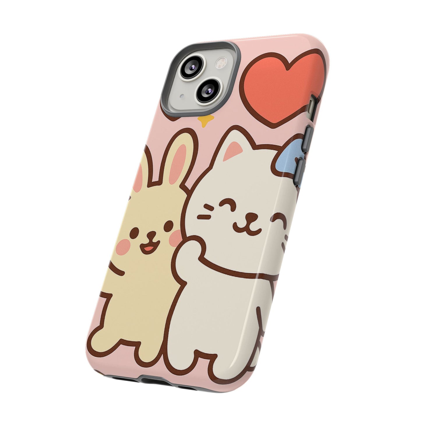 Cute Animal Phone Case -Tough Cases with Bunny and Cat Design, Kawaii Gift for Kids, Birthday, Everyday Use, Phone Accessories, teenage girl