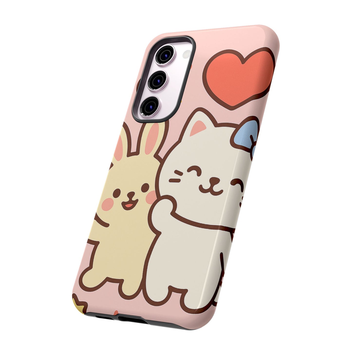 Cute Animal Phone Case -Tough Cases with Bunny and Cat Design, Kawaii Gift for Kids, Birthday, Everyday Use, Phone Accessories, teenage girl