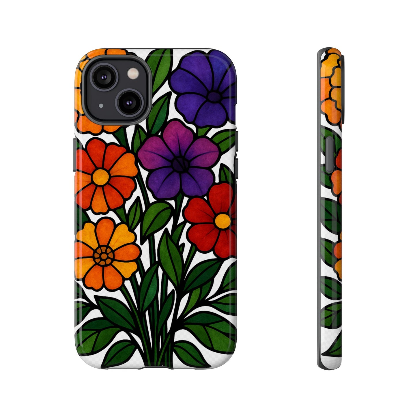 Floral Phone Case, Tough Cases with Colorful Flower Design, Gift for Flower Lovers, Summer Accessories, Trendy Phone Cover