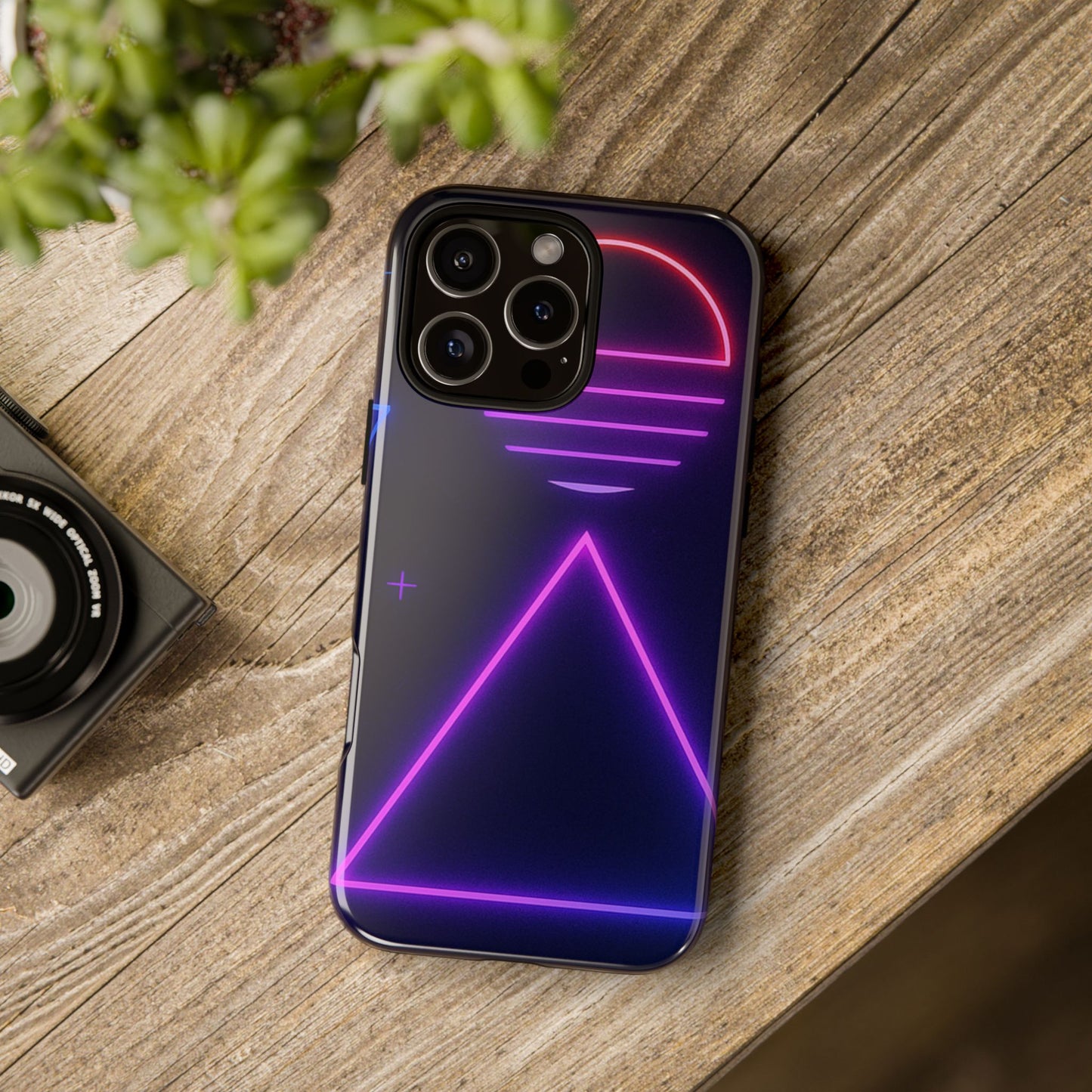 Retro Neon Phone Case, Tough Cases for iPhone, 80s Aesthetic Phone Cover, Abstract Neon Design, Gift for Tech Lovers