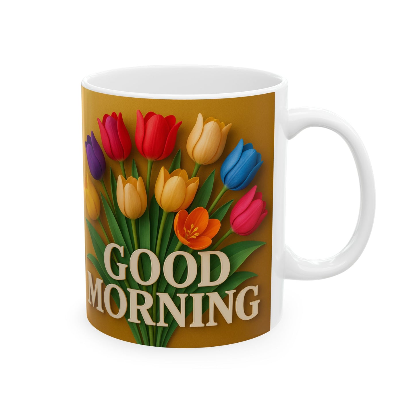 Bright Floral 'Good Morning' Ceramic Mug - Perfect for Gifts, Home Decor, [...]