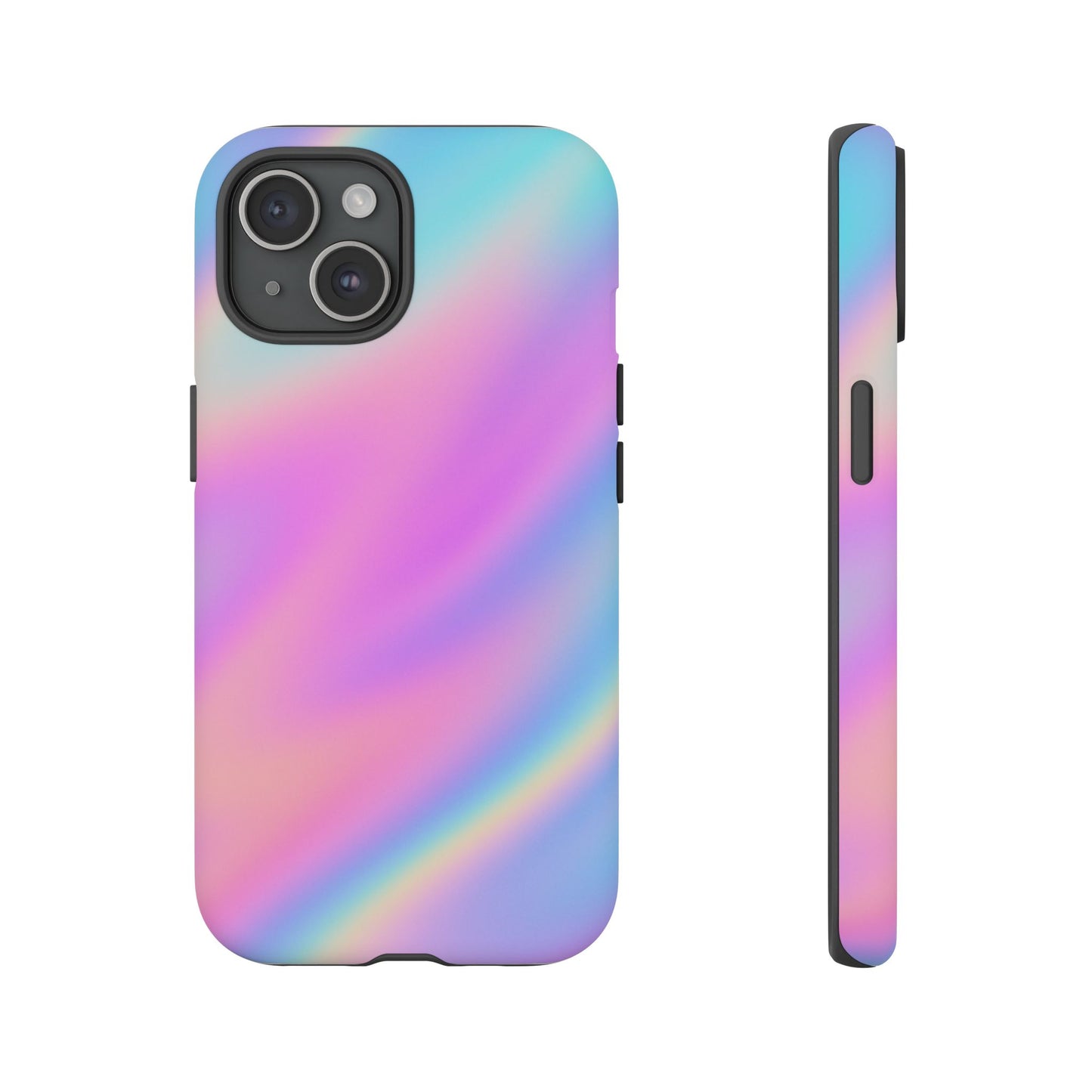 Colorful Holographic Phone Case, Tough Cases for iPhone, Trendy Phone Cover, Unique Gift for Her, Pastel Phone Accessory