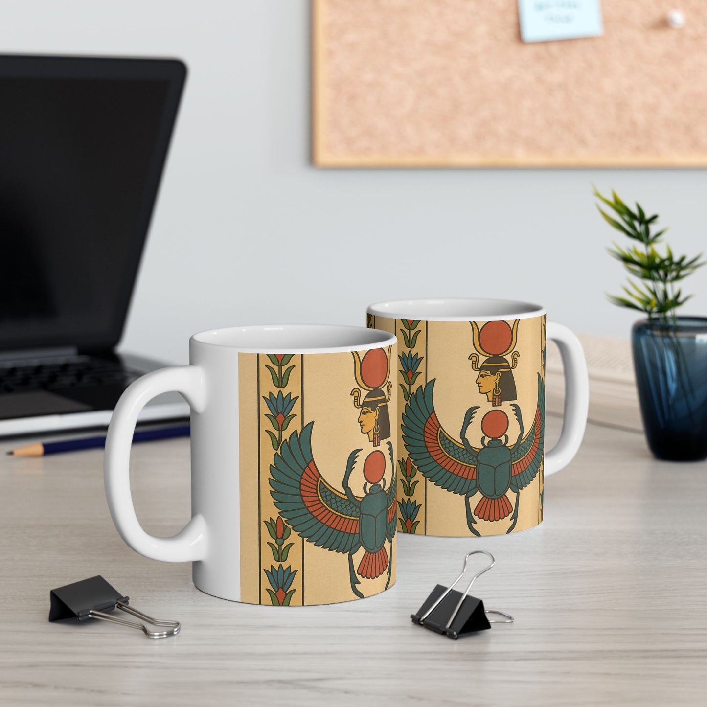 Artistic Egyptian Inspired Ceramic Mug, Unique Coffee Mug, Tea Lover Gift, Home Decor, Unique Birthday Gift, 11oz or 15oz