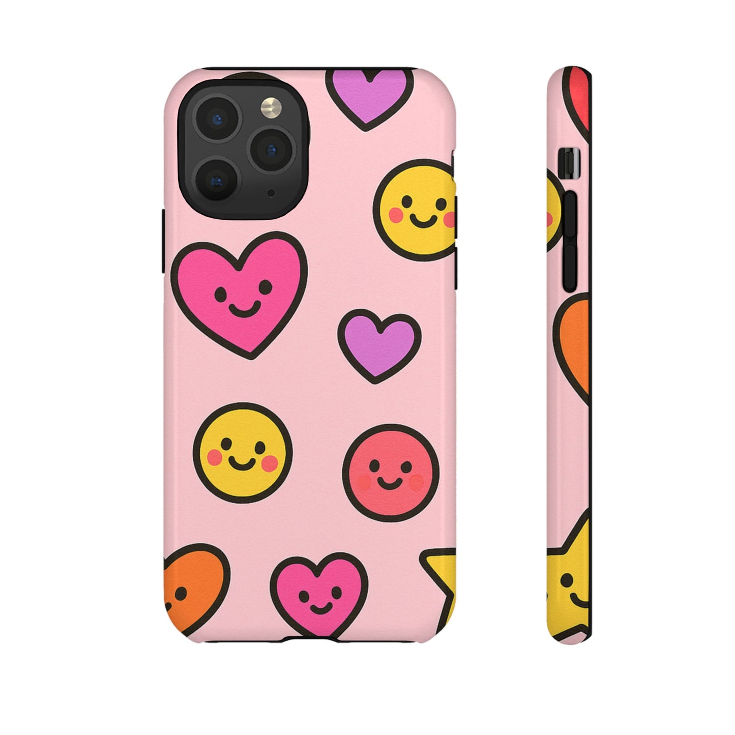 Cute Phone Case with Smiley Faces and Hearts, Fun Gift for Kids and Teens, Cellphone Protector, Birthday Present, Cute Accessories