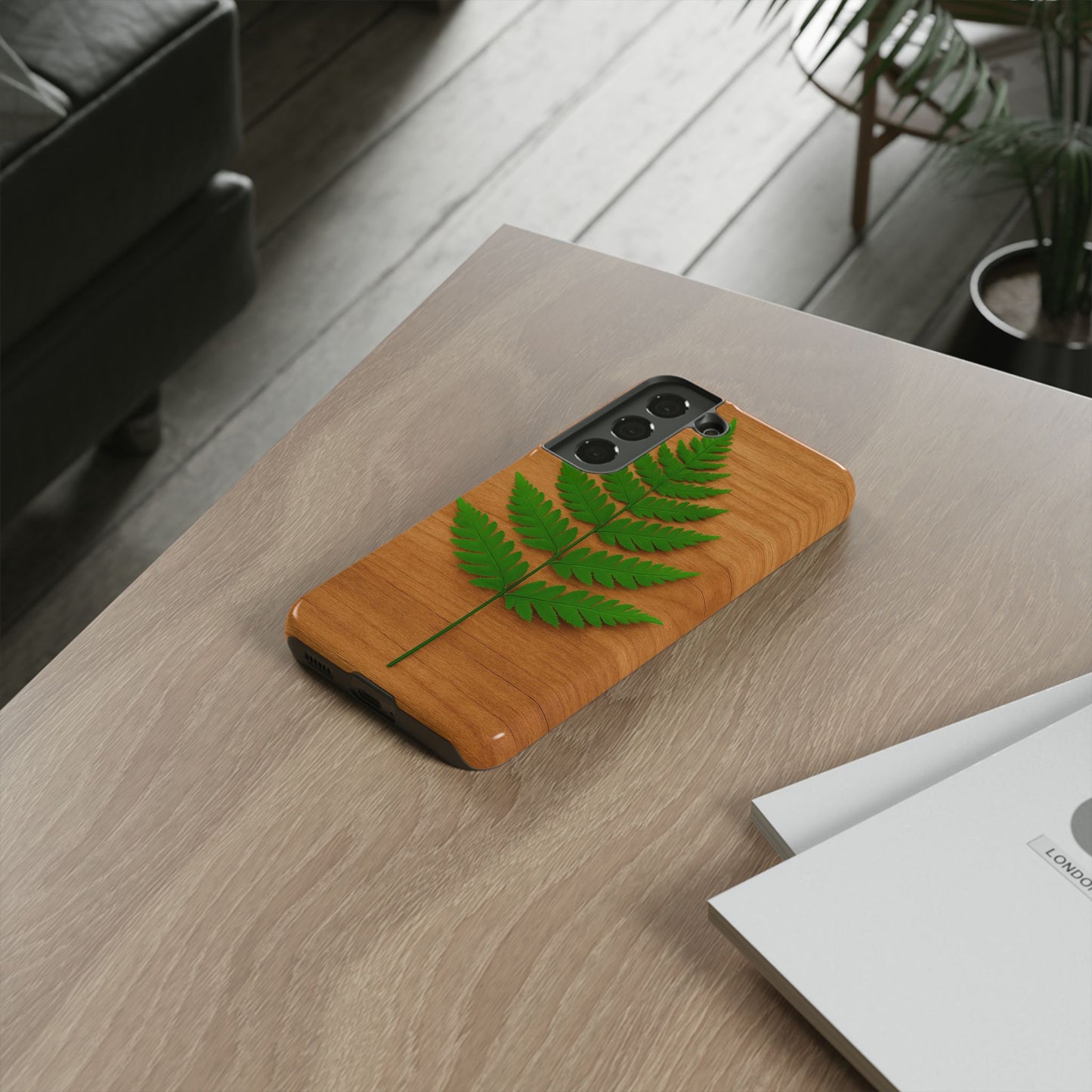 Wooden Fern Phone Case - Eco-Friendly Tough Cases for Nature Lovers, Unique Gift, Customizable Design, Nature-Themed Accessories