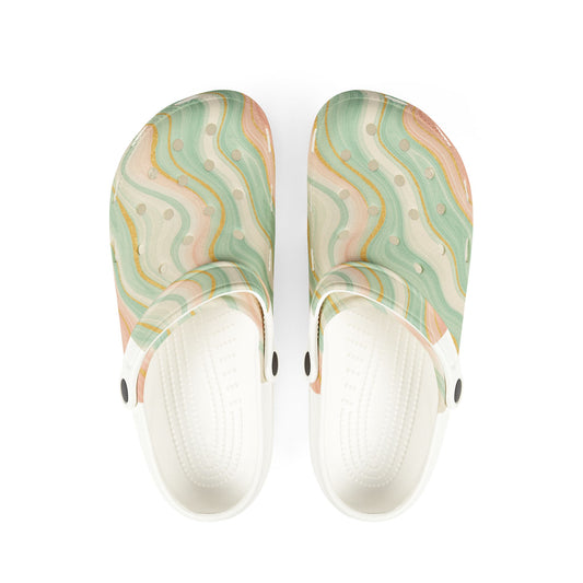 Trendy EVA Foam Rubber Clogs with Colorful Waves, Lightweight Summer Footwear, Perfect for Indoor and Outdoor Use, Great Gift for Holidays