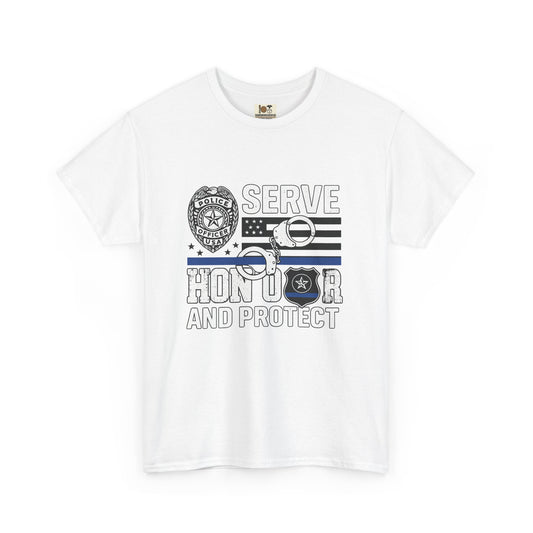 Honor and Protect Tee, Unisex Cotton T-Shirt for Police Support, Serve and Honor Shirt, Gift for Officers, Law Enforcement Apparel